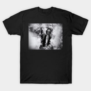 Powerful African Elephant - Black and White Watercolor T-Shirt